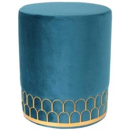 Pouf en velours design Art Déco - Diam 35 x 43 - Noir