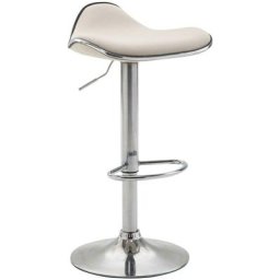 CLP - Tabouret de bar Shanghai tissu avec pied en métal beige Chrome