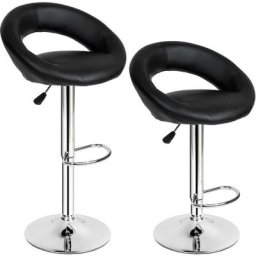 Lot de 2 tabourets de bar CHRISTIAN - lot de 2 chaises de bar, tabourets, chaises haute bar - noir