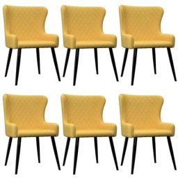 Chaises à manger lot de 6 jaune tissu Vidaxl Jaune