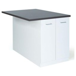 Ilot central ivo 120 cm blanc avec plan de travail gris anthracite - Gris