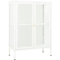 Buffet Blanc 75x35x105 cm Acier et verre Vidaxl Blanc