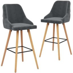 Chaises de bar lot de 2 gris foncé velours vidaXL - Gris foncé
