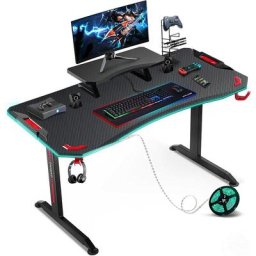 Bureau Gaming rgb diy led 1206573cm Bureau Gamer Ergonomique en Forme de t avec Support de Moniteur