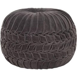 Pouf Velours de coton Design de sarrau 40 x 30 cm Anthracite