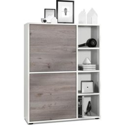 Buffet haut Armoire Cabinet Commode Cuba Blanc mat - haute brillance - Portes en Chêne Nordique