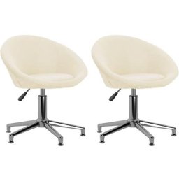 Chaises pivotantes à manger lot de 2 crème tissu vidaXL - Crème