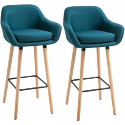 Tabourets de bar design scandinave - lot de 2 tabourets de bar grand confort avec repose-pieds et