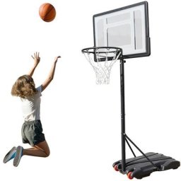 Dyhf - Panier de Basket Ball sur Pied Portable Hauteur Réglable 155 - 245 cm avec Roulettes