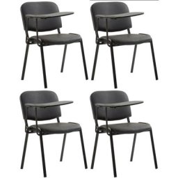 Lot de 4 Chaises Ken en similicuir avec tablette rabattable noir