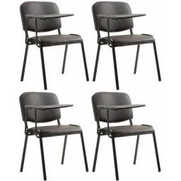 Lot de 4 Chaises Ken en similicuir avec tablette rabattable marron