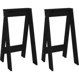 Tabourets lot de 2 noir 40x40x75 cm bois massif de pin Vidaxl Noir