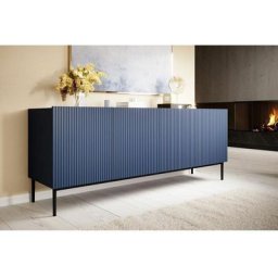 Buffet Bobochic Buffet 4 portes 200 cm kasha Pieds noir Bleu foncé - Bleu foncé