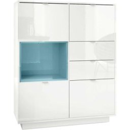 Vladon - Buffet haut Metro Commode Dressoir Crédence Blanc haut brillance insert coloré - Insertion