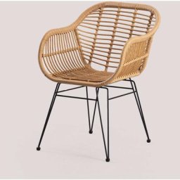 Lot de 4 chaises de salle à manger en rotin synthétique Zole Sklum Noir - Noir