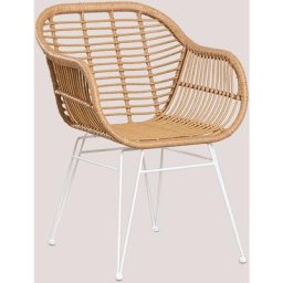 Lot de 2 chaises de salle à manger en rotin synthétique Zole Sklum Blanc - Blanc