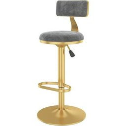 Tabourets De Bar Chaise De Bar Pivotant en Velours avec Dossier Et Repose-Pieds Doré, Cuisine Petit