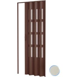 Pinto - Porte accordéons pliante intérieur en kit avec verre en pvc mod. Sonia Ivoire 1013 82x220 cm