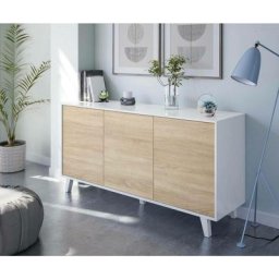 Buffet Arvada, Buffet moderne avec 3 portes et étagères, Buffet de cuisine, Buffet design de salon,