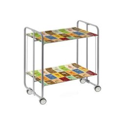 Don Hierro - Table roulante pliante bauhaus, 2 plateaux, châssis gris aluminium. - 20