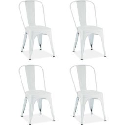 Kirsa Chaise de salle à manger en acier laqué blanc. - Blanc