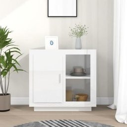 Buffet Bahut | Meuble de rangement Commode Blanc brillant 80x40x75 cm 50408 - Blanc