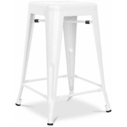 Tolix Style - Tabouret Stylix Métal Mat - 60cm - Nouvelle édition Blanc - Acier, Metal - Blanc