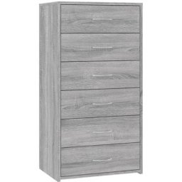 Buffet avec 6 tiroirs Sonoma gris 50x34x96 cm Bois d'ingénierie Vidaxl Sonoma gris