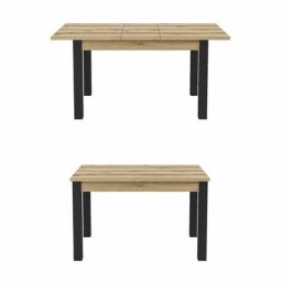 Table extensible jusqu'à 175cm pour salle à manger Collection darwin. Plateau chêne clair. Pieds