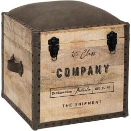 Pouf malle style colonial en bois - Taupe - l 45,5 x h 49 cm - Collection The colonial factory