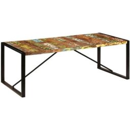 Table à manger 220x100x75 cm Bois de récupération solide Vidaxl Black