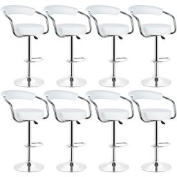 8PCS Tabourets de Bar Simili cuir, Chaise Haute de Bar avec Hauteur Reglable et Repose-Pieds Chaise