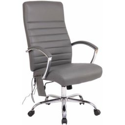 Fauteuil de bureau en synthétique gris avec fonction massage réglable en hauteur et pivotant - gris