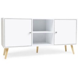 Buffet effie scandinave 2 portes bois blanc - Blanc