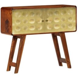 Buffet Bois de Sesham solide Imprimé doré 90 x 30 x 77 cm Vidaxl Brown