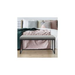 Banc 100x38x48 cm en velours gris et métal