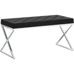 Banc 97 cm Noir Velours et acier inoxydable Vidaxl Noir