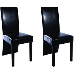Chaises à manger lot de 2 noir similicuir Vidaxl Noir