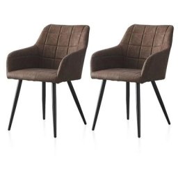 Clipop - Lot de 2 Chaise de Salle à Manger Chaise de Cuisine rembourrée en métal Pied, Faux Cuir