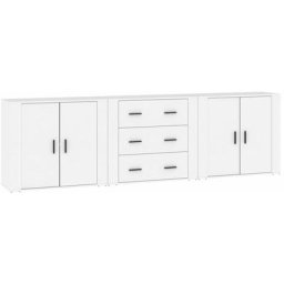 Buffets 3 pcs Blanc Bois d'ingénierie Vidaxl Blanc