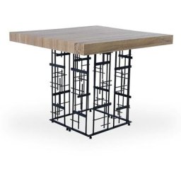 Table extensible L90-240cm Melvine style graphique Métal Noir et Chêne clair - Chêne clair