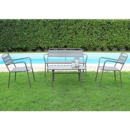 Set de jardin Sofia avec structure en fer peint Taupe Metallo