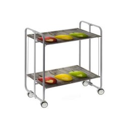 Don Hierro - Table roulante pliante bauhaus, 2 plateaux, châssis gris aluminium. - 42