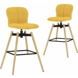 Chaises pivotantes de bar lot de 2 jaune tissu Vidaxl Jaune