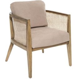 Fauteuil en bois et cannage rotin - Taupe - h 78 cm - Livraison gratuite - Taupe