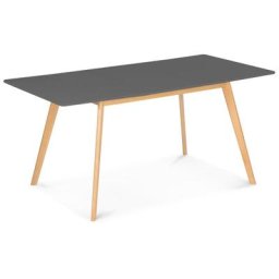 Table scandinave extensible inga 120-160 cm plateau gris anthracite pieds bois - Gris