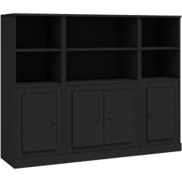 Buffets 3 pcs noir bois d'ingénierie Vidaxl Noir