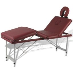 Table pliable de massage Rouge 4 zones - Table de relaxation avec cadre en aluminium BV394628