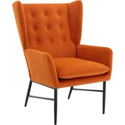 Fauteuil Relax Scandinave en Velours avec Pieds Métal Chaise Salon Rembourés avec Accoudoirs pour