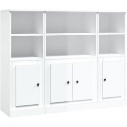 Buffets 3 pcs blanc brillant bois d'ingénierie Vidaxl Blanc brillant